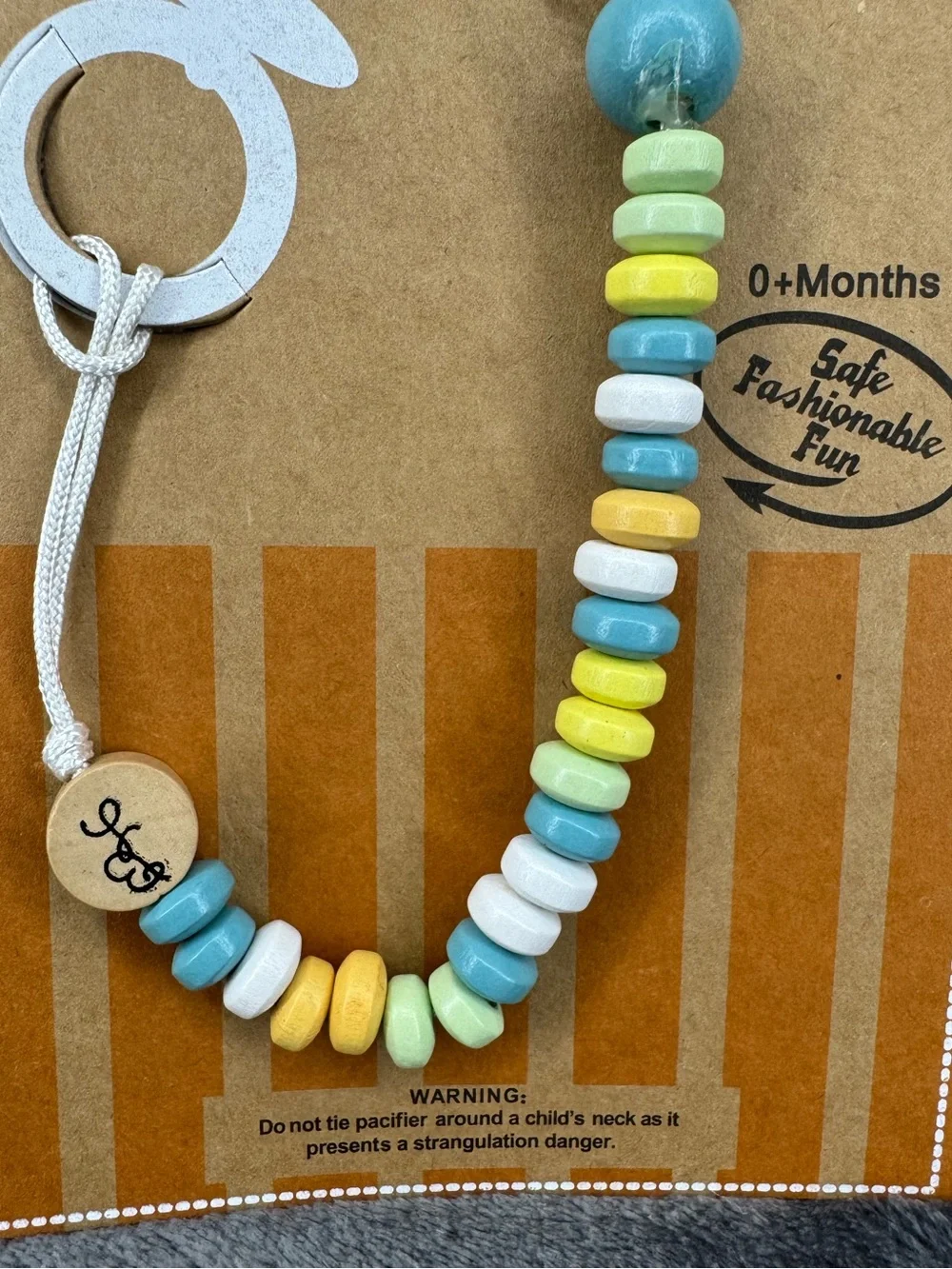 New Bink Link Baby Pacifier Attacher Blue Candy Necklace Design 0+ Months